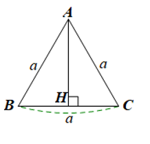 Cho một tam giác đều cạnh a.  a) Tính độ dài đường cao của tam giác đó theo a.  (ảnh 1)