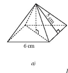 a) Tính diện tích xung quanh của mỗi hình chóp tứ giác đều dưới đây. (ảnh 1)