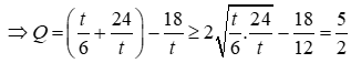 Cjo x > 0, y > 0 thoa mãn xy = 6. Tìm giá trị nhỏ nhất của biểu thức Q = 2/x + 3/y + 6/(3x + 2y) (ảnh 3)