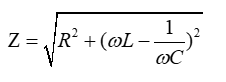 Cho mạch điện xoay chiều RLC  nối tiếp. Đặt vào hai đầu đoạn mạch một điện áp u= U0cos omega t(V)  . Công thức tính tổng trở của mạch là ? (ảnh 2)