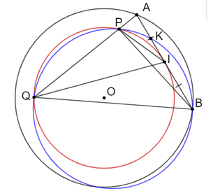 Cho đường tròn (O) và dây cung AB của (O) không là đường kính. Gọi I là trung điểm của AB. Một đường thẳng thay đổi đi qua (ảnh 1)