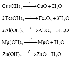 Có những bazơ: Cu(OH)2, KOH, Fe(OH)3, NaOH, Al(OH)3, Mg(OH)2, Ba(OH)2 (ảnh 1)