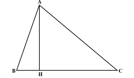 Tam giác ABC vuông tại A có AB = 6 cm; AC = 8 cm và BC = 10 cm. Đường cao AH dài là: А. 4,8 сm; В. 9,6 сm; С. 8,4 cm; D. 8,4 m. (ảnh 1)