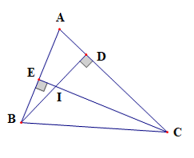Cho tam giác ABC nhọn, BD vuông góc với AC, D thuộc AC, CE vuông góc  (ảnh 1)