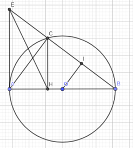 Cho đường tròn tâm O, đường kính AB = 10 cm. Trên đường tròn tâm O lấy điểm C (ảnh 1)