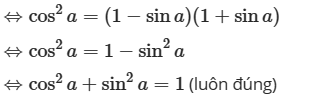 Chứng minh các hệ thức a) 1 + tan^2 a = 1/cos^2 a b) 1 + cot^2 a = 1/sin (ảnh 3)