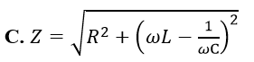 Đặt vào hai đầu đoạn mạch R,L,C nối tiếp một điện áp xoay chiều có tần số góc w (ảnh 3)