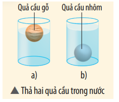 Hai quả cầu có thể tích bằng nhau, làm bằng gỗ và nhôm được thả vào nước. Giải (ảnh 1)