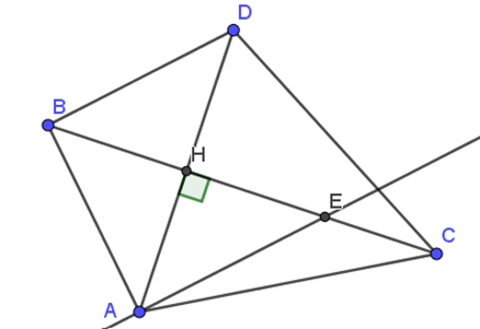 Cho tam giác ABC, vẽ AH vuông góc vs BC (H thuộc BC), trên tia AH lấy D sao cho  (ảnh 1)
