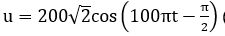 Một điện áp xoay chiều có biểu thức u = 200 căn bậc hai cos (100 pi t- pi/2)(V) ( t tính bằng s) . Tần số góc của điện áp này là (ảnh 1)