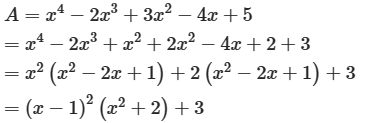 Tìm GTNN của A = x^4 - 2x^3 + 3x^2 + 4x + 5 (ảnh 1)