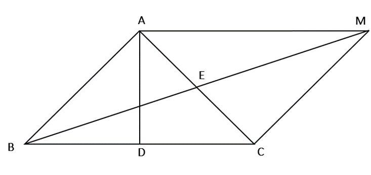 Cho tam giác ABC có AB = AC và D là trung điểm của BC. Gọi E là trung điểm của  (ảnh 1)