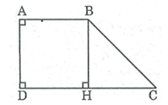 Hình thang vuông ABCD có góc A = góc D = 90 độ, AB = AD = 2 cm, DC = 4 cm (ảnh 1)