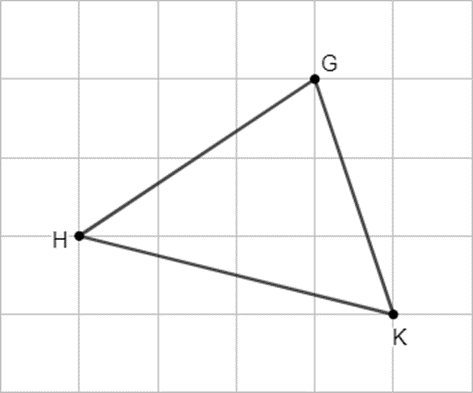 Tính diệm tích của tam giác GHK biết diện tích của một ô vuông nhỏ là 10 cm^2 (ảnh 1)