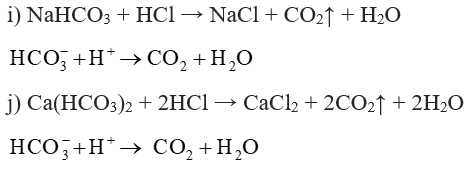 Viết phương trình phân tử và ion rút gọn nếu có khi trộn lẫn các chất  a) dd HNO3 và CaCO3  b) dd H2SO4 và NaOH  c) dd KOH và dd FeCl3  d) dd Ca(NO3)2 và Na2CO3  e) dd NaOH và Al(OH)3  f) dd NaOH và Zn(OH)2  g) FeS và dd HCl  h) dd CuSO4 và dd H2S  i) dd NaHCO3 và HCl  j) Ca(HCO3)2 và HCl (ảnh 2)
