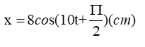 Một vật có khối lượng m=250g treo vào lò xo có độ cứng k=25(N/m). Từ VTCB ta truyền cho vật một vận tốc 40cm/s theo phương của lò xo. C (ảnh 1)