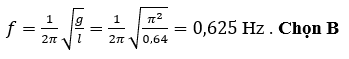 Tại nơi có gia tốc trọng trường g = 10 m/s^2, một con lắc đơn có chiều dài 64  (ảnh 1)