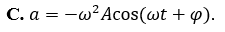 Phương trình dao động của một chất điểm là x= Acos (wt +phi). Công thức tính gia tốc (ảnh 4)