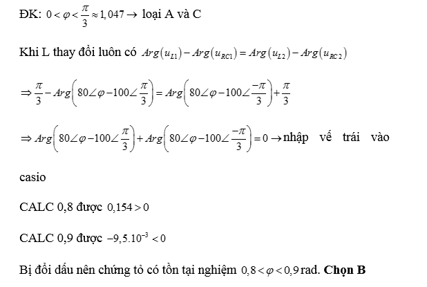 Đặt điện áp  không đổi và u= 80 cos ( wt+ phi ) ( w vào hai đầu đoạn mạch mắc nối tiếp (ảnh 4)