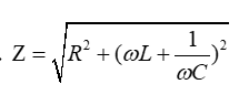 Cho mạch điện xoay chiều RLC  nối tiếp. Đặt vào hai đầu đoạn mạch một điện áp u= U0cos omega t(V)  . Công thức tính tổng trở của mạch là ? (ảnh 4)