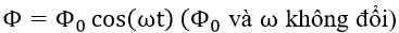 Khi từ thông qua một khung dây dẫn biến thiên theo biểu thức Φ=Φ_0  cos⁡(ωt) (Φ_0 ┤ và ω không đổi) thì trong khung dây xuất hiện suất điện động cảm ứng có biểu thức e=E_0 cos(ωt+φ). Giá trị của φ là A. 0.	B. -π/2	C. π/2.	D. π. (ảnh 1)