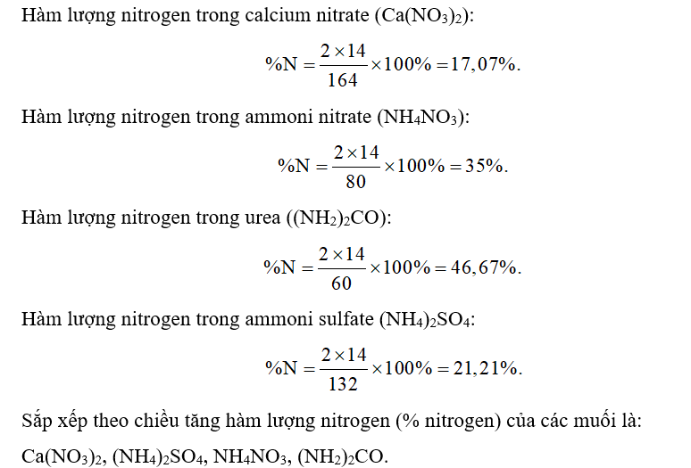 Một số loại phân bón chứa các chất sau: Ca(NO3)2, NH4NO3, (NH2)2CO (ảnh 1)