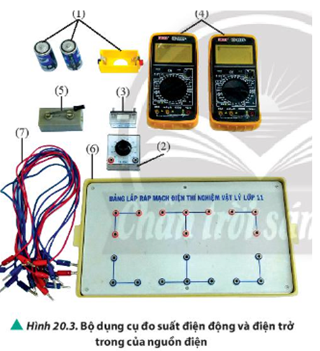 Dựa vào cơ sở lí thuyết và dụng cụ trong Hình 20.3, hãy thảo luận nhóm để đưa ra một phương án thí nghiệm xác định và r của pin. (ảnh 3)