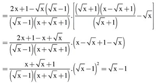 Cho P = ((2x + 1) / (x căn bậc hai x - 1) - căn bậc hai x / (x + x căn bạc hai x + 1) (ảnh 1)