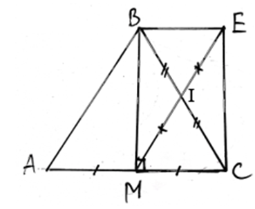 Cho tam giác ABC cân tại B, AB = a, đường trung tuyến BM. Gọi I là trung điểm của  (ảnh 1)