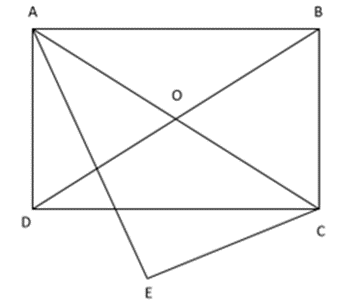 Cho hình chữ nhật ABCD, vẽ tam giác AEC vuông tại E. Chứng minh năm điểm A, B, C (ảnh 1)