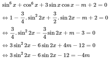 Phương trình sin^6 x + cos^6 x + 3sinxcosx - m + 2 = 0 có nghiệm khi m  (ảnh 1)