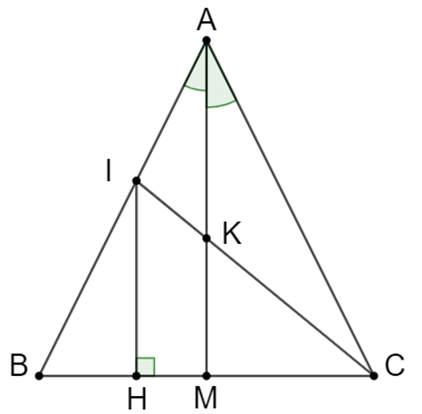 Cho tam giác ABC, AB = AC. Tia phân giác của góc A cắt BC tại M. a) Chứng minh (ảnh 1)
