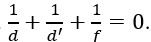 Gọi d và d^' lần lượt là khoảng cách từ vật đến thấu kính và khoảng cách từ ảnh đến thấu kính. Nếu f là tiêu cự của thấu kính thì công thức nào sau đây là đúng? (ảnh 1)