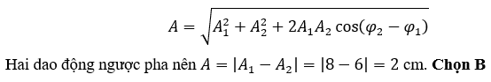 Cho hai dao động điều hòa cùng phương, cùng tần số, ngược pha, có biên độ lần  (ảnh 1)