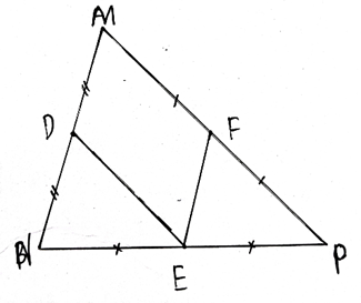 Cho tam giác MNP. Gọi D, E, F lần lượt là trung điểm của MN, NP, PM. a. Chứng minh  (ảnh 1)