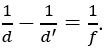 Gọi d và d^' lần lượt là khoảng cách từ vật đến thấu kính và khoảng cách từ ảnh đến thấu kính. Nếu f là tiêu cự của thấu kính thì công thức nào sau đây là đúng? (ảnh 3)