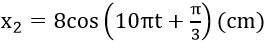 	Hai vật thực hiện đồng thời hai dao động điều hoà cùng phương có phương trình dao động lần lượt là x_1=6cos(10πt-2π/3)(cm) và x_2=8cos(10πt+π/3)(cm). Hai vật này đang dao động A. ngược pha.	B. cùng pha.	C. vuông pha.	D. lệch pha π/3. (ảnh 2)