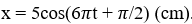 Con lắc lò xo dao động điều hòa với phương trình: x = 5cos(6pit + pi/2) (cm). Vận tốc của (ảnh 1)