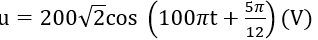 Dòng điện trong đoạn mạch mắc nối tiếp gồm điện trở R=100Ω, tụ điện có C=10^(-4)/2π (F) và cuộn cảm thuần có L=1/π(H) là i=2√2 cos⁡(100πt+π/6)(A). Biểu thức điện áp giữa hai đầu đoạn mạch là (ảnh 1)