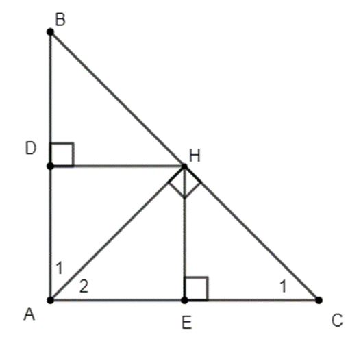 Cho tam giác ABC vuông tại A, đường cao AH. Gọi D, E lần lượt là hình chiếu  (ảnh 1)