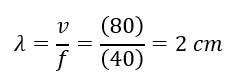 Xét thí nghiệm giao thoa sóng nước, hai nguồn dao động theo phương vuông góc với mặt nước, cùng biên độ, cùng pha, cùng tần số 40 Hz được đặt tại hai điểm S_1 và S_2. Tốc độ truyền sóng trên mặt nước là 80 cm/s. Hai điểm cực đại giao thoa liên tiếp trên đoạn thẳng S_1 S_2  có vị trí cân bằng cách nhau một khoảng là 	A. 1 cm.	B. 8 cm.	C. 2 cm.	D. 4 cm. (ảnh 1)
