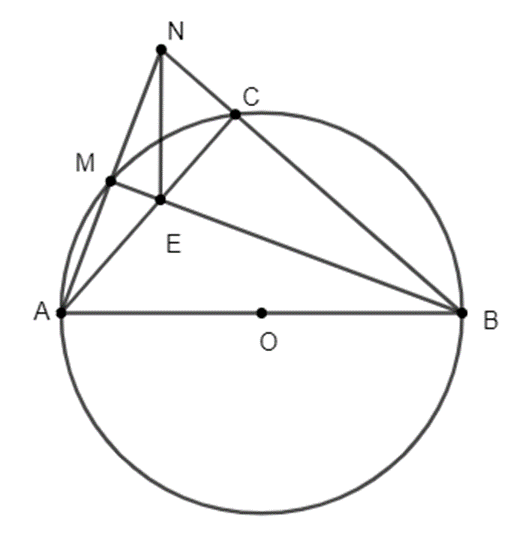 Cho đường tròn (O; R) có đường kính AB và điểm M thuộc đường tròn sao cho  (ảnh 1)