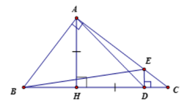 Cho tam giác ABC vuông tại A (AB < AC) đường cao AH. Trên tia HC lấy điểm D  (ảnh 1)