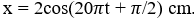 Cho một vật dao động điều hòa với phương trình: x = 2cos(20pit + pi/2) (cm) (ảnh 1)