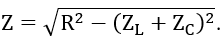 Công thức tính tổng trở của đoạn mạch RLC mắc nối tiếp là A. Z=√(R^2-(Z_L+Z_C )^2 ).	 (ảnh 1)