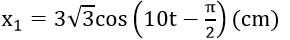 Dao động của một chất điểm là tổng hợp của hai dao động điều hòa cùng phương, có phương trình lần lượt là x_1=3√3 cos(10t-π/2)(cm) và x_2=A_2 cos(10t+π/6)(cm)(A_2>0,┤ t tính bằng s). Tại t=0 gia tốc của vật có độ lớn 900 (cm/s^2 ). Biên độ dao động của vật là A. 9√2  (cm)	B. 6 (cm)	C. 9 cm	D. 9√3cm (ảnh 1)