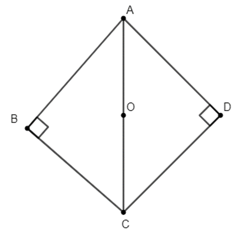 Cho tứ giác ABCD có hai góc đối ở đỉnh B và D cùng bằng 90 độ. Gọi O là trung  (ảnh 1)