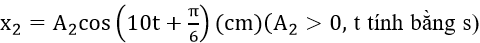 Dao động của một chất điểm là tổng hợp của hai dao động điều hòa cùng phương, có phương trình lần lượt là x_1=3√3 cos(10t-π/2)(cm) và x_2=A_2 cos(10t+π/6)(cm)(A_2>0,┤ t tính bằng s). Tại t=0 gia tốc của vật có độ lớn 900 (cm/s^2 ). Biên độ dao động của vật là A. 9√2  (cm)	B. 6 (cm)	C. 9 cm	D. 9√3cm (ảnh 2)