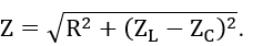 Công thức tính tổng trở của đoạn mạch RLC mắc nối tiếp là A. Z=√(R^2-(Z_L+Z_C )^2 ).	 (ảnh 3)