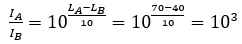 Trong môi trường truyền âm, tại hai điểm A và B có mức cường độ âm lần lượt là 70 dB và  (ảnh 1)